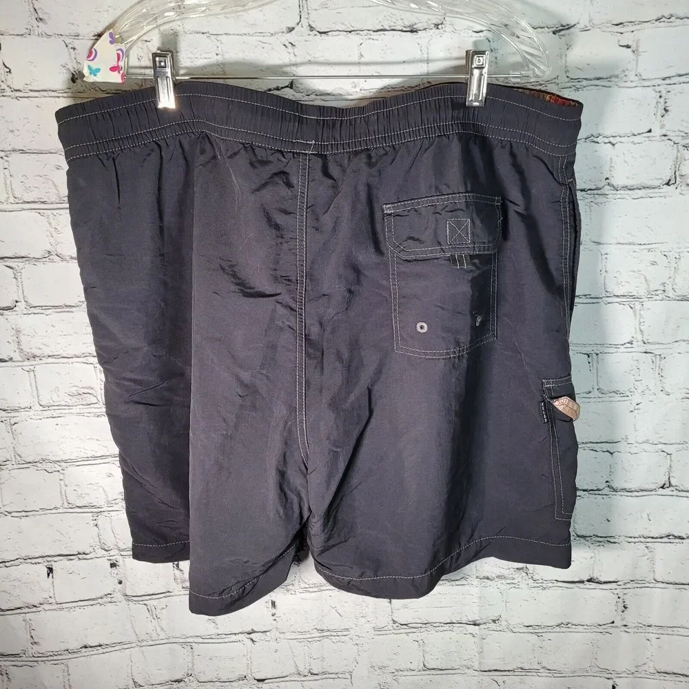 Tommy Bahama Relax Board Shorts Mens Large Black Swim‎ Cargo Pocket Lined Trunks